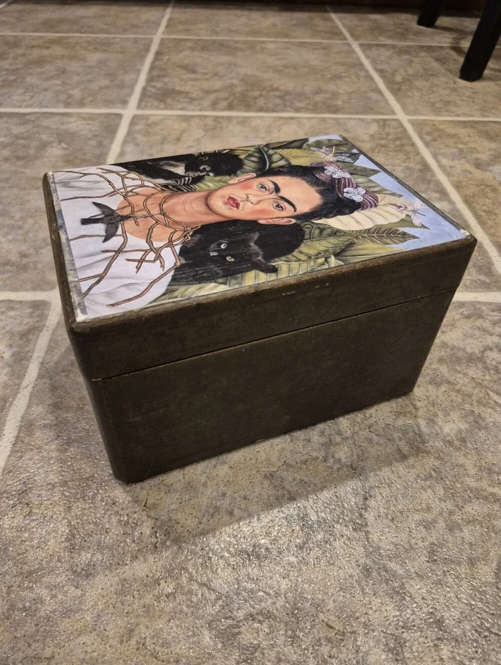 Frida Kahlo Portrait Decorative Wooden Box - One Of A Kind